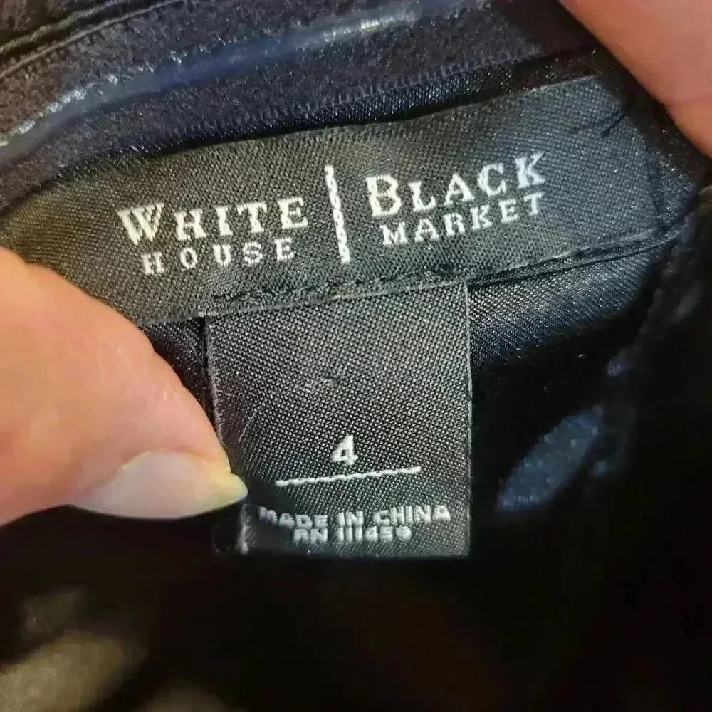 White House Black Market Women's Black Cotton/Silk/Poly Strapless Fit & Flare St